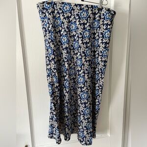 J. Crew Floral Blue and White Slip Skirt